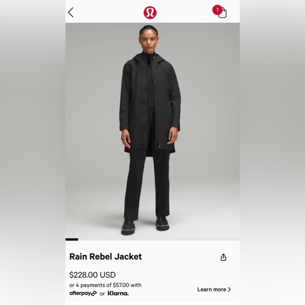 lululemon athletica Black Rain Rebel Jacket